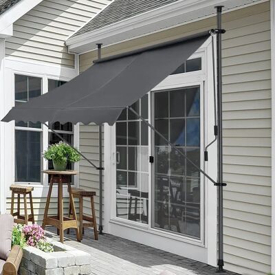 Pro.Tec Rollmarkise - Verstellbarer Stahlrahmen - Grau - 200x120cm Pro.Tec Rollmarkise - Verstellbarer Stahlrahmen - Grau - 200x120cm