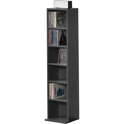 en.casa Étagère gris foncé pour CD & DVD - 6 compartiments - 90x20x20 cm - Publicité en.casa Étagère gris foncé pour CD & DVD - 6 compartiments - 90x20x20 cm - Publicité
