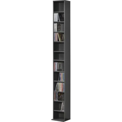 en.casa Tummanharmaa CD/DVD hylly - 175x20x20 cm - 12 lokeroa en.casa Tummanharmaa CD/DVD hylly - 175x20x20 cm - 12 lokeroa