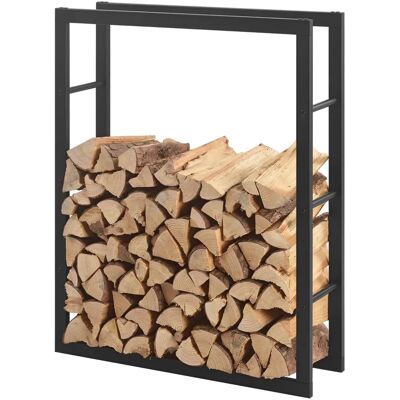 EN.CASA Soporte para Leña - 80x100x25cm Negro - Estante de Madera EN.CASA Soporte para Leña - 80x100x25cm Negro - Estante de Madera