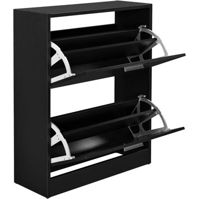 en.casa Schwarzer platzsparender Schuhschrank mit 2 Türen - 63x24x81cm en.casa Schwarzer platzsparender Schuhschrank mit 2 Türen - 63x24x81cm