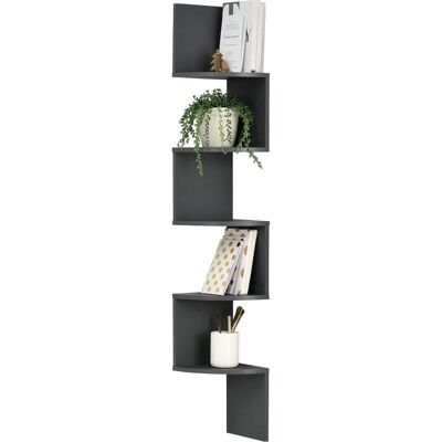 en.casa Étagère murale gris foncé - Design rétro - 123x19,5x19,5 cm - Publicité en.casa Étagère murale gris foncé - Design rétro - 123x19,5x19,5 cm - Publicité