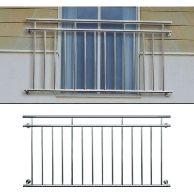 ECD Germany Balcone in Acciaio Inox 100x90cm - Stile Francese con Barre Trasversali ECD Germany Balcone in Acciaio Inox 100x90cm - Stile Francese con Barre Trasversali