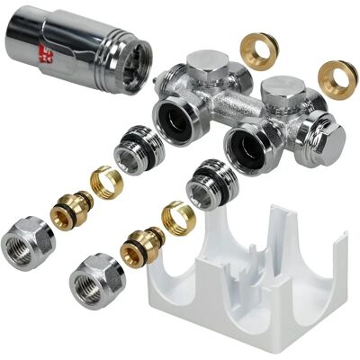 Set termostato radiatore centrale ECD GERMANY - Bianco - Universale - Connessione valvola blocco Set termostato radiatore centrale ECD GERMANY - Bianco - Universale - Connessione valvola blocco