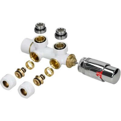 Kit Termostato per Radiatore ECD Germania - 50mm, Bianco, Montaggio a Parete Kit Termostato per Radiatore ECD Germania - 50mm, Bianco, Montaggio a Parete