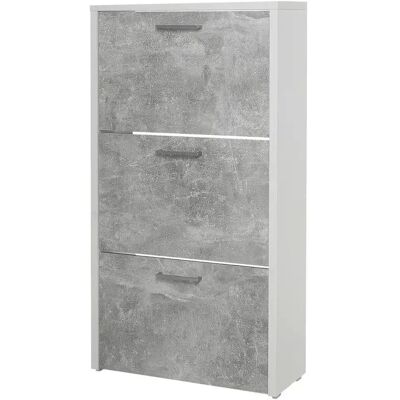 Armoire à chaussures FIZA Grise - 4 tiroirs, Minimaliste, 61x25x115 cm - Publicité Armoire à chaussures FIZA Grise - 4 tiroirs, Minimaliste, 61x25x115 cm - Publicité