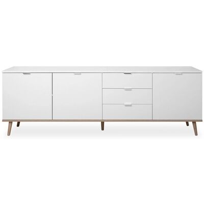 Calicosy Weiß Moderner Sideboard - 3 Türen, 3 Schubladen, Höhenverstellbare Regale Calicosy Weiß Moderner Sideboard - 3 Türen, 3 Schubladen, Höhenverstellbare Regale