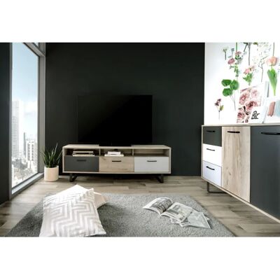Mobile TV in rovere grigio e antracite Finori - Porta TV Mobile TV in rovere grigio e antracite Finori - Porta TV
