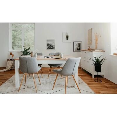 Table à manger extensible Bergen - Blanc et Chêne Artisan - 160-215cm - Publicité Table à manger extensible Bergen - Blanc et Chêne Artisan - 160-215cm - Publicité