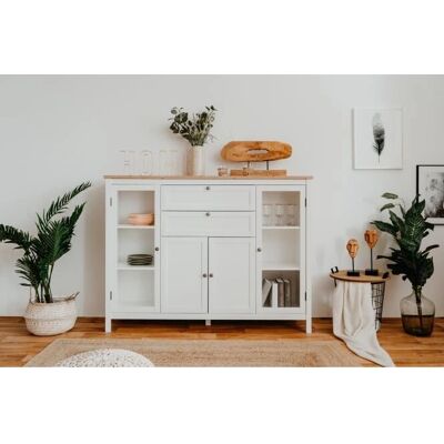 Buffet Haut Bergen Blanc - Highboard - Publicité Buffet Haut Bergen Blanc - Highboard - Publicité