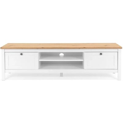 Finori Bergen Weiß TV-Lowboard mit 2 Schubladen - Rustikell elegantes Design Finori Bergen Weiß TV-Lowboard mit 2 Schubladen - Rustikell elegantes Design