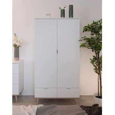 Calicosy Weiß 2-Türiger Kleiderschrank - Skandinavisches Design Calicosy Weiß 2-Türiger Kleiderschrank - Skandinavisches Design