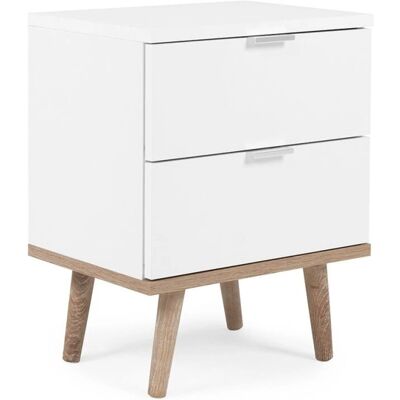 Comodino Finori Göteborg - Stile scandinavo, 2 cassetti, Bianco & Rovere Comodino Finori Göteborg - Stile scandinavo, 2 cassetti, Bianco & Rovere
