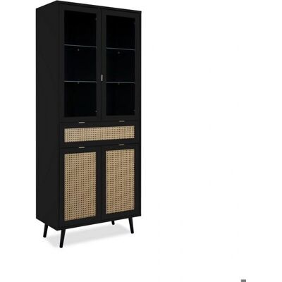 Vitrina negra Vienna52A EFFEZETAITALIA - Puertas de vidrio, efecto mimbre Vitrina negra Vienna52A EFFEZETAITALIA - Puertas de vidrio, efecto mimbre