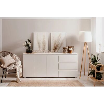 Calicosy Sideboard mit 3 Türen, 3 Schubladen, 2 Regalen - Weiß Calicosy Sideboard mit 3 Türen, 3 Schubladen, 2 Regalen - Weiß