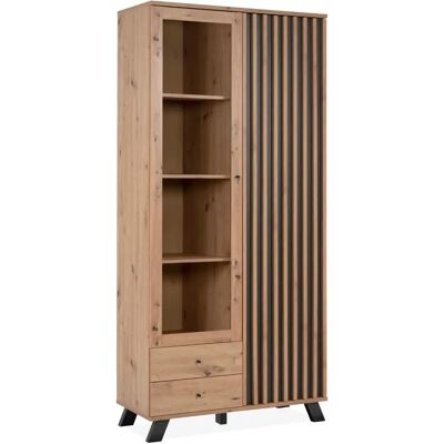 Finori Modell GE1928-04 Moderne Lamellen Vitrine - Anthrazit - 92x40x199 cm Finori Modell GE1928-04 Moderne Lamellen Vitrine - Anthrazit - 92x40x199 cm