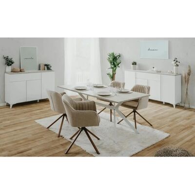 Finori Bertrix - Buffet 3 Portes - Blanc et Sandstone - Commode - Publicité Finori Bertrix - Buffet 3 Portes - Blanc et Sandstone - Commode - Publicité