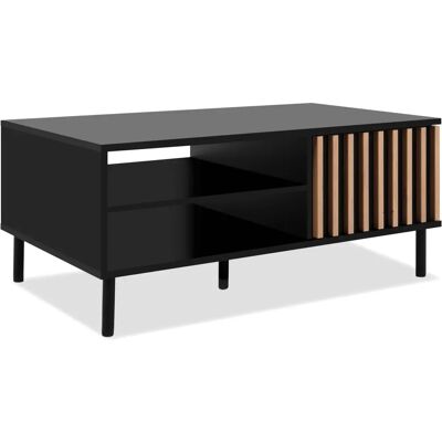 Monza 55A - Schwarz/Naturholz - 2 Nischen, 1 Tür - Couchtisch Monza 55A - Schwarz/Naturholz - 2 Nischen, 1 Tür - Couchtisch