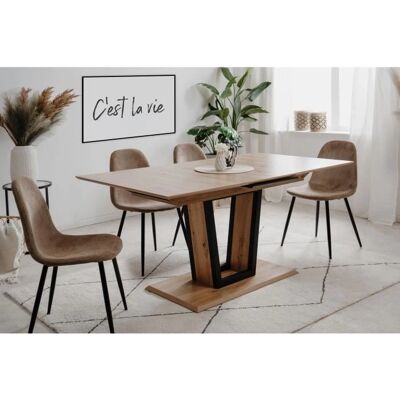 Table à manger extensible SORIA - 160-200 cm - Noir / Chêne - Publicité Table à manger extensible SORIA - 160-200 cm - Noir / Chêne - Publicité