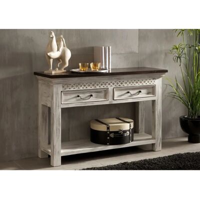 Massivmoebel24 - Tavolo consolle in mango e acacia - Bianco Massivmoebel24 - Tavolo consolle in mango e acacia - Bianco