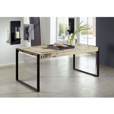Tavolo da pranzo in mango - Stile industriale Legno naturale Tavolo da pranzo in mango - Stile industriale Legno naturale