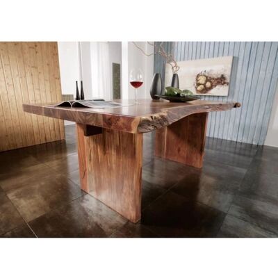 Massivmoebel24 - Tavolo da pranzo in legno di acacia Freeform 101 - Finitura noce Massivmoebel24 - Tavolo da pranzo in legno di acacia Freeform 101 - Finitura noce