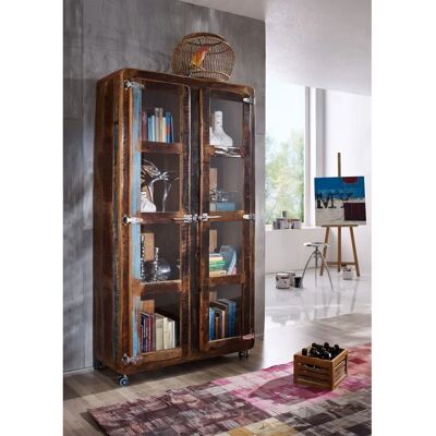 Massivmoebel24 - Altholz Vitrine - 100x40x180 - Mehrfarben Massivmoebel24 - Altholz Vitrine - 100x40x180 - Mehrfarben