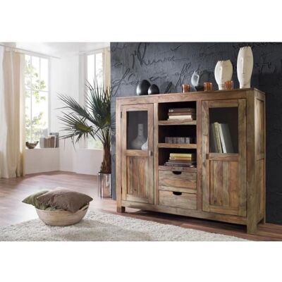 Massivmoebel24.de Sheesham Highboard - 140x40x120 - Grau - Stauraum Massivmoebel24.de Sheesham Highboard - 140x40x120 - Grau - Stauraum