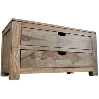 Massivmoebel24.de Sheesham Grau Kommode - 87x45x45cm, 2 Schubladen - Modern, Kompakt Möbel Massivmoebel24.de Sheesham Grau Kommode - 87x45x45cm, 2 Schubladen - Modern, Kompakt Möbel