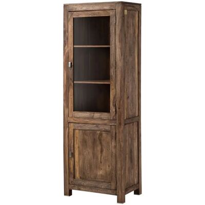 Massivmoebel24 Sheesham Grau Vitrine - Glas & Holz Türen - 65x42x190cm Massivmoebel24 Sheesham Grau Vitrine - Glas & Holz Türen - 65x42x190cm