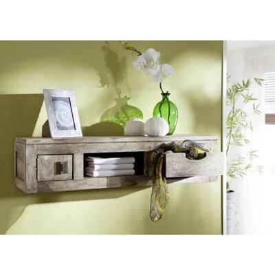 Massivmoebel24 Elemento da Parete in Sheesham - Legno Massiccio - 84x25x20 - Grigio Massivmoebel24 Elemento da Parete in Sheesham - Legno Massiccio - 84x25x20 - Grigio