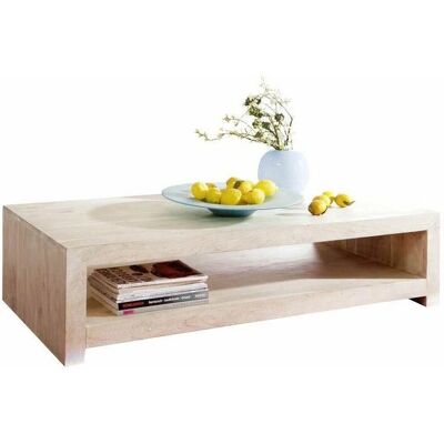 Massivmoebel24 Weißer Akazien Couchtisch - NATURE WHITE Serie Massivmoebel24 Weißer Akazien Couchtisch - NATURE WHITE Serie