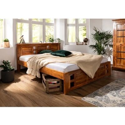 Massivmoebel24.de Lit Colonial en Acacia Massif - 140x200 - Miel - Publicité Massivmoebel24.de Lit Colonial en Acacia Massif - 140x200 - Miel - Publicité