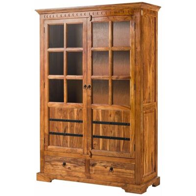 Massivmoebel24 Vitrine Acacia Miel - Style Colonial - 134x50x196cm - Publicité Massivmoebel24 Vitrine Acacia Miel - Style Colonial - 134x50x196cm - Publicité