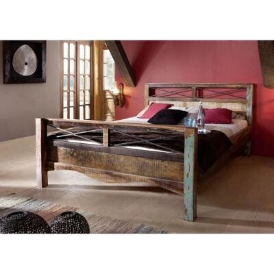 Massivmoebel24 Spirito della Natura 46 Letto in legno riciclato - Stile vintage Massivmoebel24 Spirito della Natura 46 Letto in legno riciclato - Stile vintage