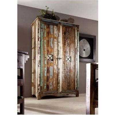 Massivmoebel24 - Kleiderschrank aus recyceltem Holz - Mehrfarben vintage Stil - Wardrobe Massivmoebel24 - Kleiderschrank aus recyceltem Holz - Mehrfarben vintage Stil - Wardrobe