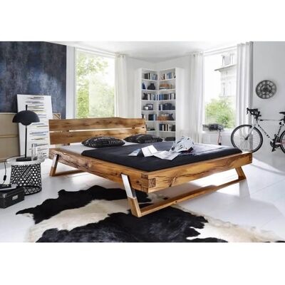 Massivmoebel24 Wildeiche 160x200x86 Bett - Natur Finish Massivmoebel24 Wildeiche 160x200x86 Bett - Natur Finish
