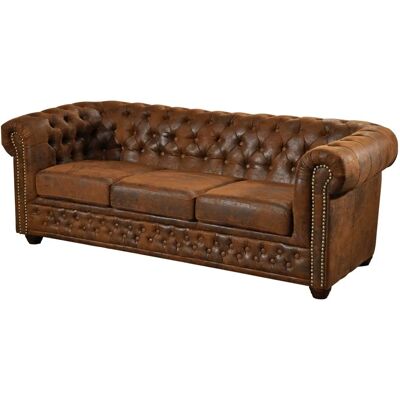 Massivmoebel24.de Divano Oxford Chesterfield - Tessuto / Marrone - Stile Coloniale Massivmoebel24.de Divano Oxford Chesterfield - Tessuto / Marrone - Stile Coloniale