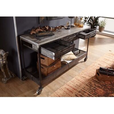 Massivmoebel24.de Mango Konsolentisch - Heavy Industry - 150x45x90 Grau Massivmoebel24.de Mango Konsolentisch - Heavy Industry - 150x45x90 Grau