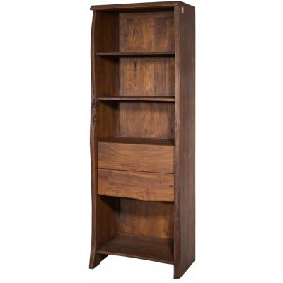Scaffale in legno di acacia massiccia - Bordo naturale - Laccato marrone - 71x45x204 Scaffale in legno di acacia massiccia - Bordo naturale - Laccato marrone - 71x45x204