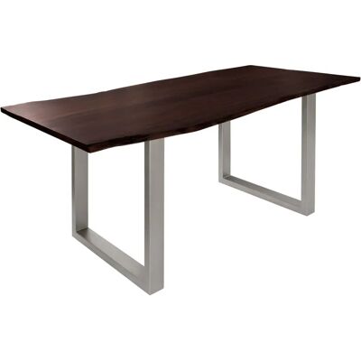 Massivmoebel24.de Akazien Tisch - 120x90x76 - Braun - Silber Beine - Tisch Massivmoebel24.de Akazien Tisch - 120x90x76 - Braun - Silber Beine - Tisch