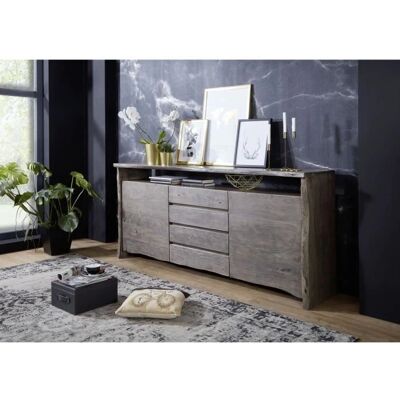 Massivmoebel24 - Credenza en bois d'acacia - Borde d'arbre rustique - 210x45x96cm - Gris - Publicité Massivmoebel24 - Credenza en bois d'acacia - Borde d'arbre rustique - 210x45x96cm - Gris - Publicité