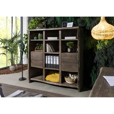 Massivmoebel24 Libreria in legno di acacia - Vena naturale - 142x45x147cm Massivmoebel24 Libreria in legno di acacia - Vena naturale - 142x45x147cm