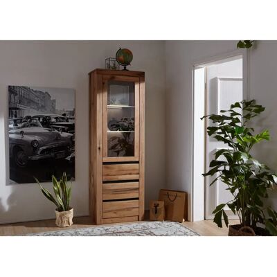 Massivmoebel24 - Eichenholz Vitrine - Naturöl-Finish - Zeitgenössischer Stil - 62x42x191 cm Massivmoebel24 - Eichenholz Vitrine - Naturöl-Finish - Zeitgenössischer Stil - 62x42x191 cm