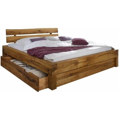 Massivmoebel24 Wildeiche Hochbett mit Stauraum - Hochbett Massivmoebel24 Wildeiche Hochbett mit Stauraum - Hochbett