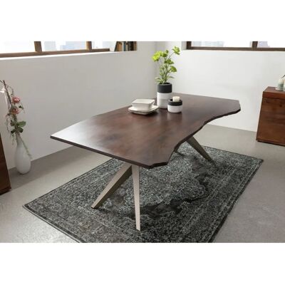 Massivmoebel24.de Baumtisch Akazie 180x90x76 braun lackiert Beine silber matt FREEFORM 4 Massivmoebel24.de Baumtisch Akazie 180x90x76 braun lackiert Beine silber matt FREEFORM 4