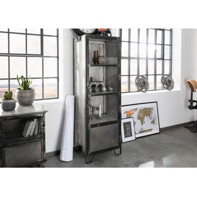 Massivmoebel24 Vetrina Mango 60x40x180 Grigia - Stile Industriale Massivmoebel24 Vetrina Mango 60x40x180 Grigia - Stile Industriale