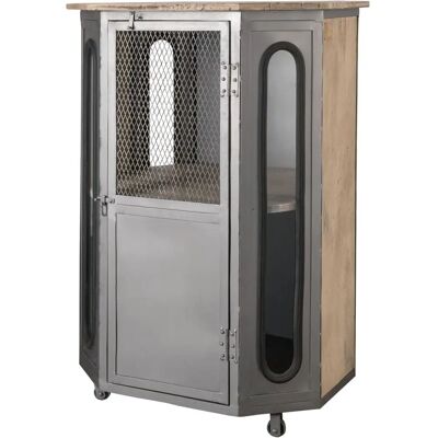 Massivmoebel24 Beiger Mango Holz Vitrine - Industrieller Stil Massivmoebel24 Beiger Mango Holz Vitrine - Industrieller Stil