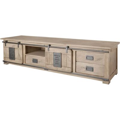 Massivmoebel24.de Mangoholz TV-Möbel - Industrieller Stil - Beige Massivmoebel24.de Mangoholz TV-Möbel - Industrieller Stil - Beige