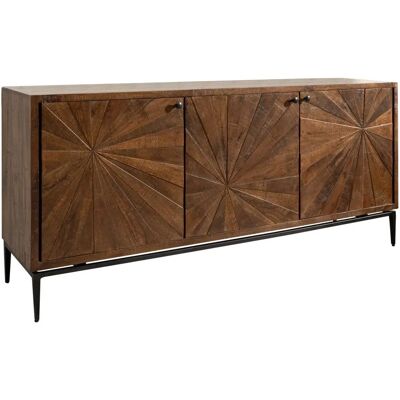Buffet en mango - Design vintage étoile - 183x46x84 cm - Publicité Buffet en mango - Design vintage étoile - 183x46x84 cm - Publicité